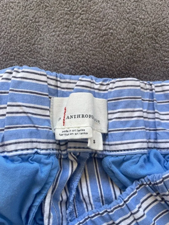 Anthropologie Striped Jogger Pants S Blue White Elastic Waist Boho Tencel - Picture 8 of 9